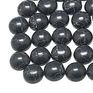Synthetic Turquoise Cabochons, Dyed, Half Round/Dome, Black, 6x3mm(X-TURQ-S290-12A-6mm)