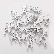 201 Stainless Steel Pendants, Laser Cut, Deer, Stainless Steel Color, 15.5x8x1.2mm, Hole: 1.5mm(STAS-Q201-T112)