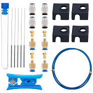 Olycraft Stainless Steel & Brass Quick Connect Kit, Printer Accessories, Stainless Steel & Brass Quick Connect Kit, PTFE(Poly Tetra Fluoro Ethylene) Tube, ABS PTFE Tube Cutter, Silicone Cover Cap, Mixed Color, 12.5~1005x1.5~87x11.5~14mm, hole: 0.4~9mm(FIND-OC0001-30)