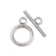 304 Stainless Steel Ring Toggle Clasps, Stainless Steel Color, 19x14x2mm, Hole: 3mm(STAS-A092-09H-P)