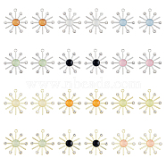 24Pcs 12 Colors Cat Eye Sun Pendants with Crystal Rhinestone, with Golden Alloy Findings, Mixed Color, 31x28x5mm, Hole: 2mm, 2Pcs/color(FIND-FH0007-93)