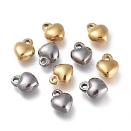 304 Stainless Steel Charms, Heart, Mixed Color, 7x9x4mm, Hole: 1.6mm(X-STAS-G236-01-A)