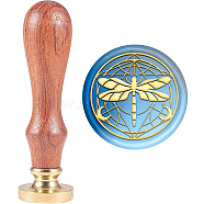 Brass Wax Seal Stamp with Handle, for DIY Scrapbooking, Dragonfly Pattern, 89x30mm(AJEW-WH0184-1068)