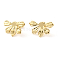 304 Stainless Steel Stud Earrings, Flower, Real 14K Gold Plated, 14x21.5mm(EJEW-G364-17G)