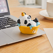 Resin Mini Panda Ornament, for Home Office Desktop Computer Decoration, Gold, 55x73x68mm(PC-PW0001-19C)