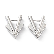 Triangle Rack Plating Brass Hoop Earrings for Women, Long-Lasting Plated, Lead Free & Cadmium Free, Platinum, 20x16x6.5mm(KK-Z038-19P)