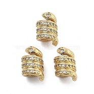 Brass Micro Pave Cubic Zirconia Europe Beads, Large Hole Beads, Long-Lasting Plated, Cadmium Free & Lead Free, Snake, Real 18K Gold Plated, 10x14mm, Hole: 5mm(KK-Q006-49G)