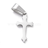 304 Stainless Steel Pendants, Cross, Laser Cut, Stainless Steel Color, 19x10x1.5mm, Hole: 3.5x7mm(STAS-L216-39P)