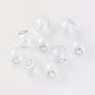 Round Mechanized Blown Glass Globe Ball Bottles, for Stud Earring or Crafts, Clear, 16mm, Half Hole: 3~5mm(BLOW-R001-16mm)