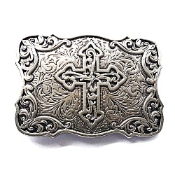 Alloy Rectangle with Cross Belt Buckles, Belt Fastener, Antique Silver, 65x90mm(RELI-PW0001-115)