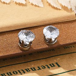 Cubic Zirconia Clip-on Earrings, Magnetic Stainless Steel Non-piercing Earrings, Stainless Steel Color, Diamond, Clear, 8mm(EJEW-L100-01P-07)