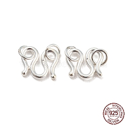 925 Sterling Silver S-Hook Clasps, with 925 Stamp, Silver, 8x9x1.2mm(STER-K175-06A-S)