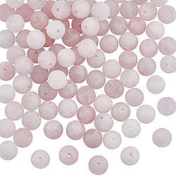 Frosted Natural Rose Quartz Round Beads Strands, 8mm, Hole: 1mm, about 24pcs/strand, 7.48''(19cm), 4 strands/box(G-OC0003-57A)