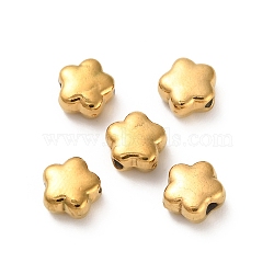304 Stainless Steel Beads, Flower, Ion Plating(IP), Real 18K Gold Plated, 6x6x3mm, Hole: 1.2mm(STAS-D204-17G)