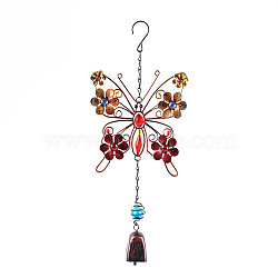 Wind Chimes, Glass & Iron Art Pendant Decorations, with Acrylic, Butterfly, Colorful, 180x90mm(PW23021309994)