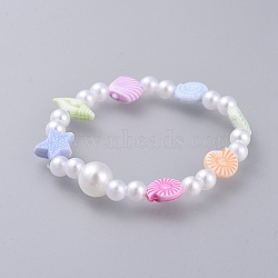 Kids Stretch Bracelets, with Acrylic Imitated Pearl and Colorful Acrylic Beads, Colorful, 1-7/8 inch(4.8cm)(BJEW-JB04571-01)
