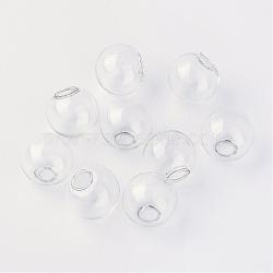Round Mechanized Blown Glass Globe Ball Bottles, for Stud Earring or Crafts, Clear, 16mm, Half Hole: 3~5mm(BLOW-R001-16mm)