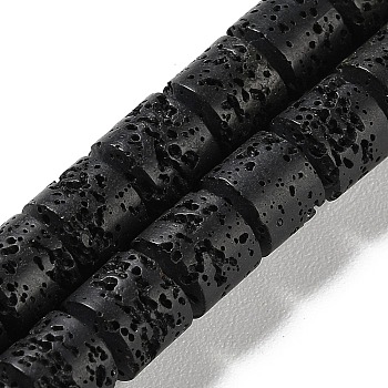 Synthetic Lava Rock Dyed Beads Strands, Barrel, Black, 8~9x8~9mm, Hole: 1mm, about 47pcs/strand, 15.28''(38.8cm)