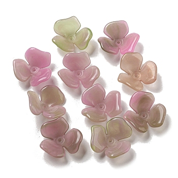 Two-tone Opaque Acrylic Beads, Gradient Color, Flower, Pale Violet Red, 23x21.5x8.5mm, Hole: 1.6mm