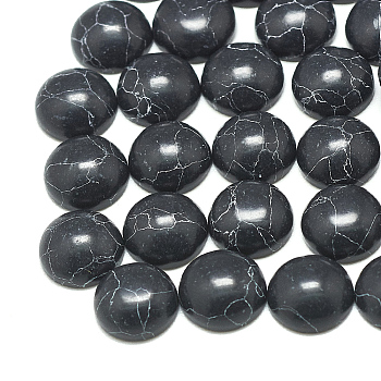 Synthetic Turquoise Cabochons, Dyed, Half Round/Dome, Black, 6x3mm