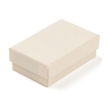 Cardboard Paper Jewelry Storage Boxes with Sponge, Gift Package Supplies, Rectangle, Antique White, 8x5.2x2.7cm