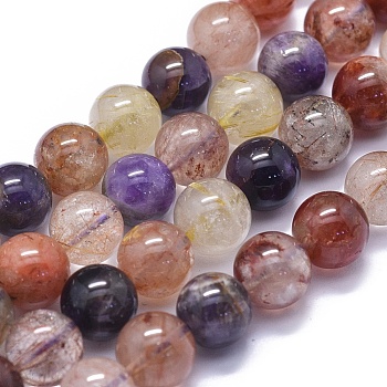 Natural Rutilated Quartz Beads Strands, Round, 12mm, Hole: 1mm, about 32pcs/strand, 15.3 inch(39cm)