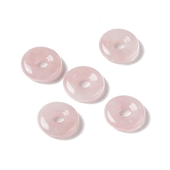 Natural Rose Quartz Pendants, Donut/Pi Disc Charm Charm, 20x5~7mm, Hole: 6mm