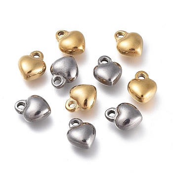 304 Stainless Steel Charms, Heart, Mixed Color, 7x9x4mm, Hole: 1.6mm