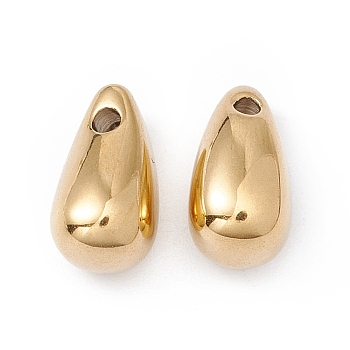 Ion Plating(IP) 304 Stainless Steel Pendants, Teardrop, Real 24K Gold Plated, 11.5x6mm, Hole: 1.5mm