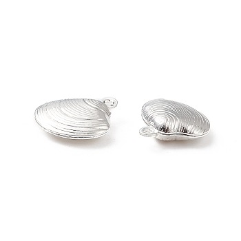 304 Stainless Steel Pendants, Shell, Silver, 14x13x4mm, Hole: 1mm