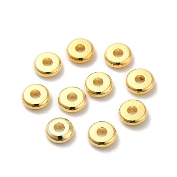 Brass Spacer Beads, Disc, Real 18K Gold Plated, 4x1.3mm, Hole: 1.3mm