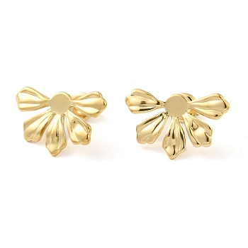304 Stainless Steel Stud Earrings, Flower, Real 14K Gold Plated, 14x21.5mm