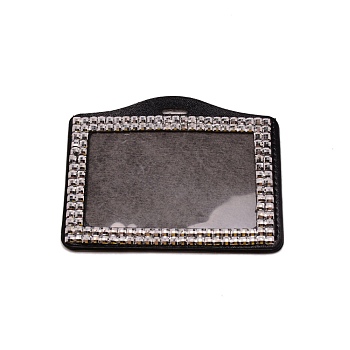 Rectangle Fiber ID Card Holder, with Resin Rhinestone, for Business Id Card, Clear, 78x100x5mm