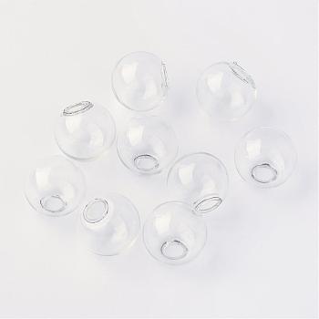 Round Mechanized Blown Glass Globe Ball Bottles, for Stud Earring or Crafts, Clear, 16mm, Half Hole: 3~5mm