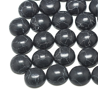 6mm Black Half Round Synthetic Turquoise Cabochons