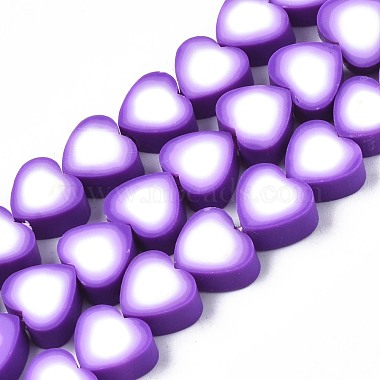 Dark Violet Heart Polymer Clay Beads