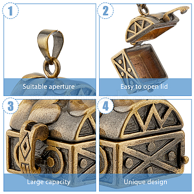 6Pcs Carved Cuboid Rack Plating Brass Prayer Box Pendants(KK-FH0006-70)-5