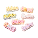Opaque Resin Cabochons, Word, Mixed Color, 11x27.5x6.5mm(FIND-E058-08)