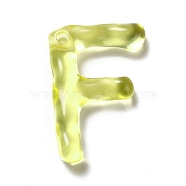 Transparent Resin Alphabet Pendants, Letter Charms, Letter.F, 41~45x33~52.5x8mm, Hole: 3.5mm(RESI-C028-02F)