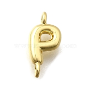 Brass Connector Charms, Lead Free & Cadmium Free, Long-Lasting Plated, Rack Plating, Real 18K Gold Plated, Letter P, 13x6x2.5mm, Hole: 1.2mm(KK-P295-01G-P)