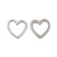 304 Stainless Steel Linking Ring, Textured, Heart, Stainless Steel Color, 15.5x15.5x1.5mm, Inner Diameter: 12.5x12mm(STAS-B032-38P)