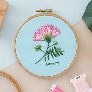 DIY Embroidered Making Kit, Including Linen Cloth, Cotton Thread, Water Erasable Pen Refills, Iron Needle, Flower Pattern, 25x25x0.01cm(DIY-F088-01B)