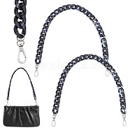 PandaHall Elite 2Pcs Acrylic Imitation Gemstone Curb Chain Bag Handles, with Alloy Swivel Clasps, for Bag Replacement Accessories, Black, 61cm(FIND-PH0006-32)