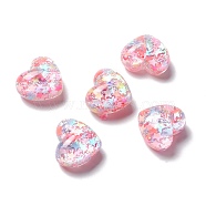 Resin Cabochons, Heart, Pink, 16x18.5x10mm(CRES-A049-10)