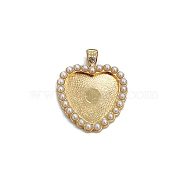 Alloy with Imitation Pearl Pendants Cabochon Settings, Heart, Golden, 25mm(PW-WG39587-01)