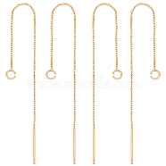10Pcs Brass Stud Earring Findings with Loop, Ear Threads, Golden, 82~87x0.5mm, Hole: 1.5mm, Pin: 0.6mm(KK-BBC0004-07)