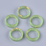 Epoxy Resin Rings, with Gold Foil, Luminous/Glow in the Dark, Lawn Green, Size 9, 19.5mm(RJEW-T007-01D-06)