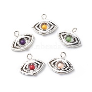 Antique Silver Plated Alloy Synthetic Turquoise Pendants, Dyed, Eye Pattern, 17x21x4mm, Hole: 2.5mm(X-PALLOY-JF01874-05)