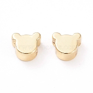 Brass Beads, Long-Lasting Plated, Bear, Real 18K Gold Plated, 5x6x3mm, Hole: 1.2mm(X-KK-K241-08G)