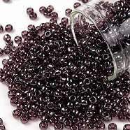TOHO Round Seed Beads, Japanese Seed Beads, (115) Transparent Luster Amethyst, 8/0, 3mm, Hole: 1mm, about 222pcs/10g(X-SEED-TR08-0115)